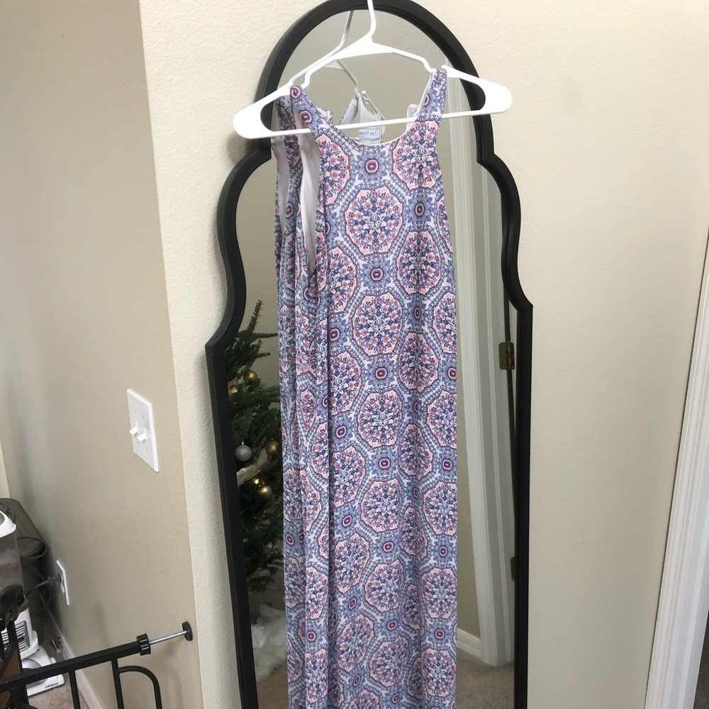 Patterned high neck maxi